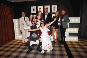 Gilmour Suite at Eglinton Arms Hotel Glasgow – wedding reception with chandeliers